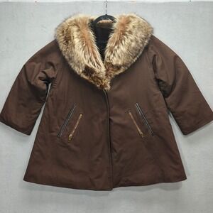 Vintage Bonnie Cashin Sills Coat Womens Size XX Fur Collar Old Money Statement